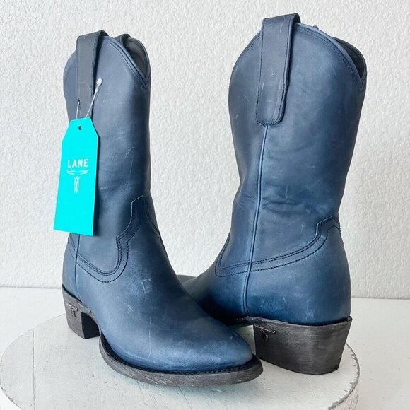 Lane PLAIN JANE Womens Cowboy Midi Boots 5 Blue Western Cowgirl Short Boot - Picture 13 of 13